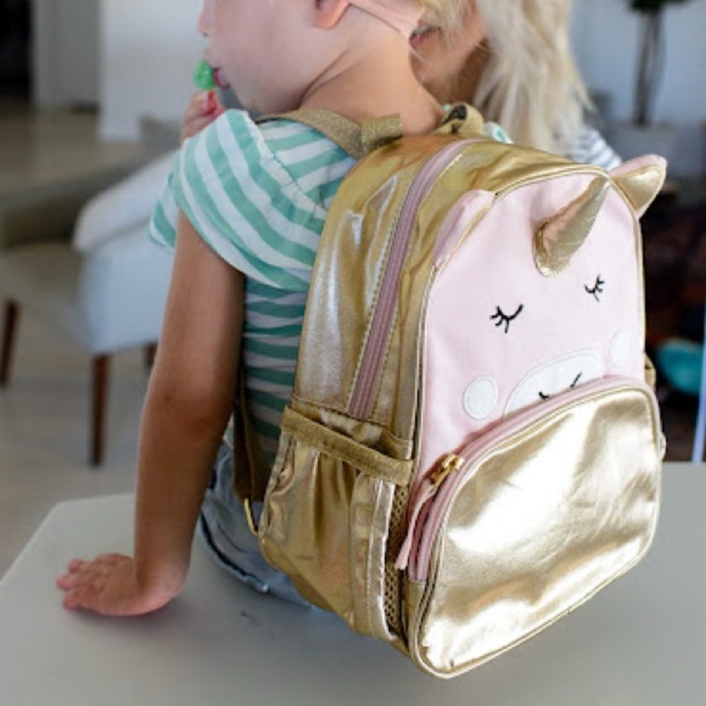 Pottery Barn Kids Gold and Pink Unicorn Kids Backpack